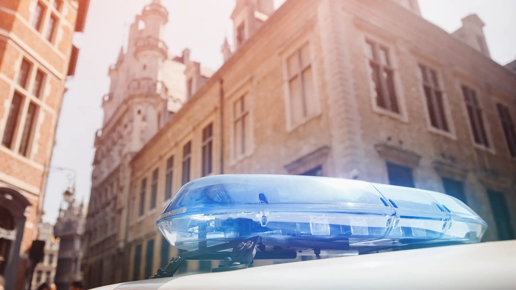 Police Car with Emergency Lights on