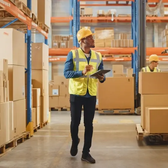 Inventory manager checking on stock