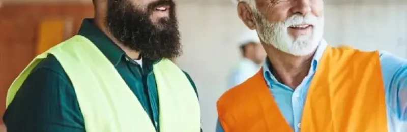 Project supervisors looking out to a construction site