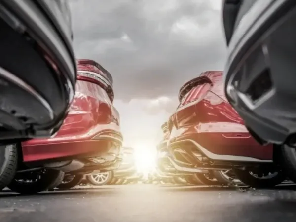 Vehicle rears parked close to each other