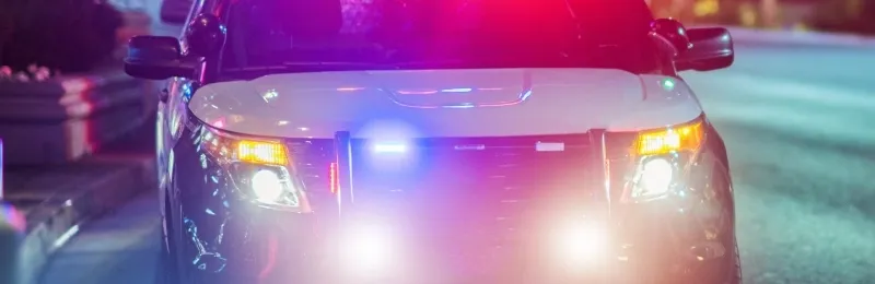 Police vehicle in an emergency response