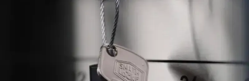 e-Track fob and keys connected to the cabinet