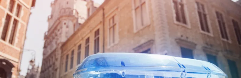 Police Car with Emergency Lights on