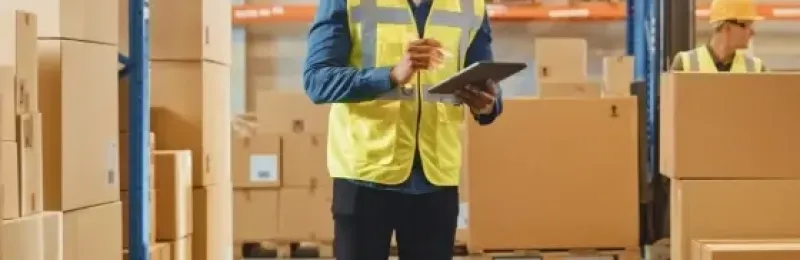 Inventory manager checking on stock