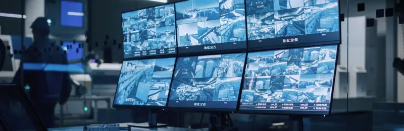 Security screens showing CCTV camera footage
