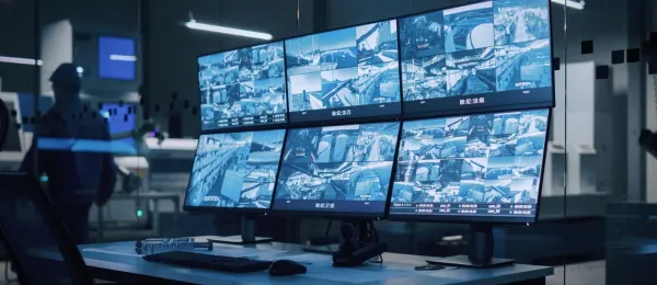 Security screens showing CCTV camera footage